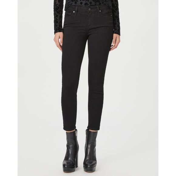 PAIGE Denim Verdugo Skinny Crop Jeans Low Rise Black Overdye Size 23 BNWT ✨ - Picture 1 of 3